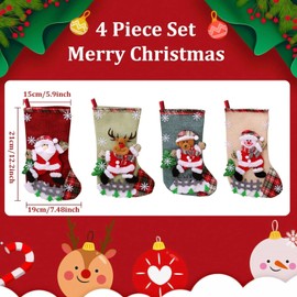 TAGNEFLOR Botas De Navidad para Colgar,Calcetín de Navidad de 4 Piezas,Santa Claus Calcetines Colgantes,Apto para Decorar árboles de Navidad y chimeneas (B)