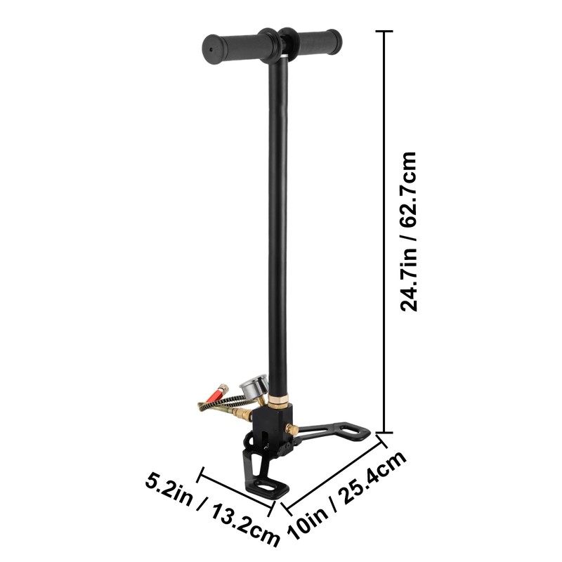 4500 PSI 3-Stage High Pressure Hand Pump with Gauge, 19.7