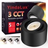 YindaLux 3CCT LED Surface-Mounted Spotlight, Extra Flat, Black, Diameter 80