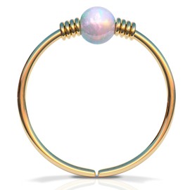 Winziger goldener Nasenring – 2 mm weißer Opal piercing Nasenring – 24 Gauge 7 mm sehr dünne Nasenpiercings Ringe – weißer Opal piercing (Gold, weißer Opal)