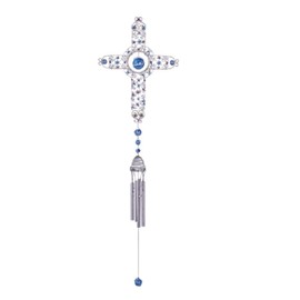 StealStreet SS-G-99920, Wind Chime Copper & Gem Cross Hanging Garden Decoration Collection
