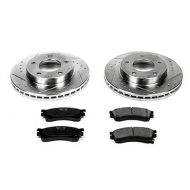 Power Stop K788 Front Z23 Carbon Fiber Brake Pads with Drilled & Slotted Brake Rotors Kit For Mazda Protege 2001-2003, Mazda Protege5 2002-2003 [Model Specific]