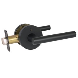 Design House 582635 Eastport Door Lever, Privacy/Bed & Bath, Matte Black, 3 Piece