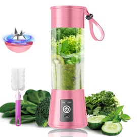 Cordless Personal Portable Smoothie Blender - 2025 Upgraded Mini Blender with 6 Blades, Type-C Rechargeable, 13Oz Juice Cup BAP Free Freshly Squeezed in Travel/Sports/Office/Home