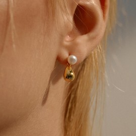 18K Gold Teardrop Earrings for Women, Hypoallergenic Drop Earrings Trendy Gold Plated Pearl Stud Earrings Sterling Silver Posts Tiny Teardrop Dangle Earrings for Women Jewelry Gifts