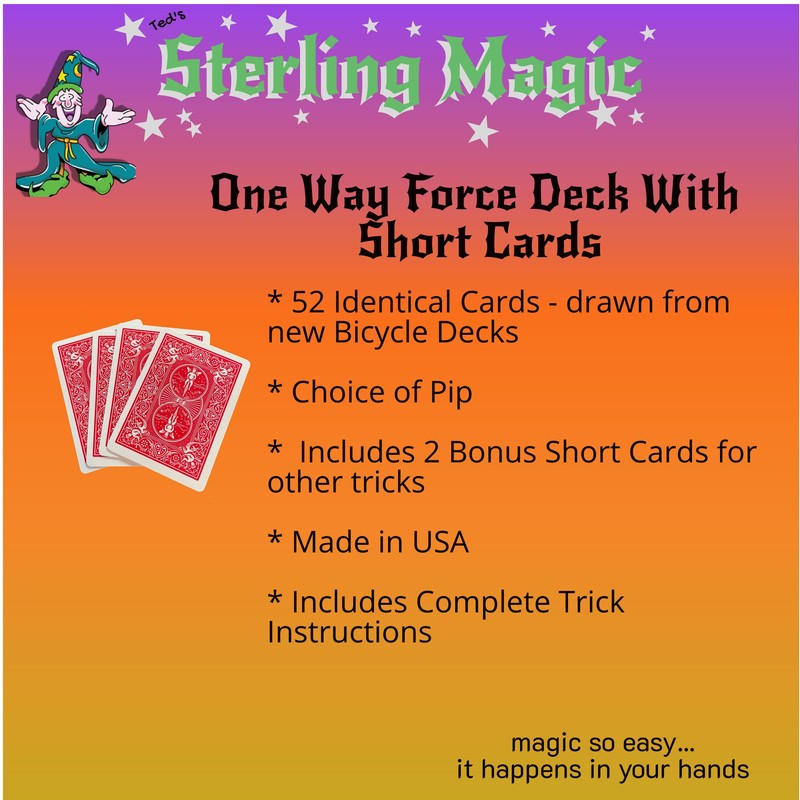 Ted's Sterling Magic Bicycle One Way Force Deck Trick Kit