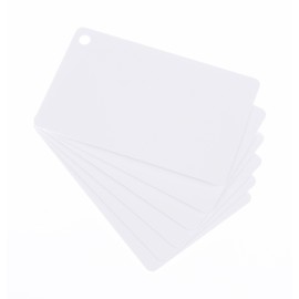 100 x Karteo® Blank Plastic Cards White with Keytags Punching Hole Hole for Key Rings Chains and Lanyard Lanyards