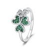 BOIGEGU 925 Sterling Silver Leaf Clover Dainty Inlaid Zircon Ring