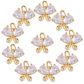 COGCHARGER 10 Pcs Cubic Zirconia Butterfly Charms Long-Lasting Plated Pendant Butterfly Shape Charm for Jewelry Necklace Bracelet Making Crafts