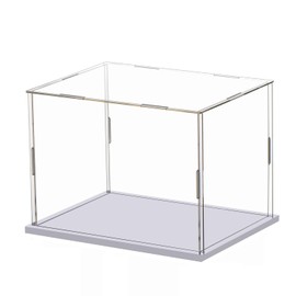 IDAFSA Clear Acrylic Display Case, Assemble Cube Display Box Stand with PVC Material White Base, Dustproof Protection Showcase for Collectibles Memorabilia Figurines (8*8*8inch;20*20*H20cm)