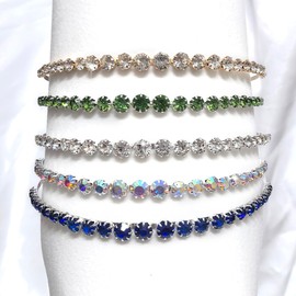 DANRENPANG 5PC Sparkling Colorfull Crystal Rhinestones Headband Fashionable Wedding Hair Accessories Birthday Party Prom Headwear Gift