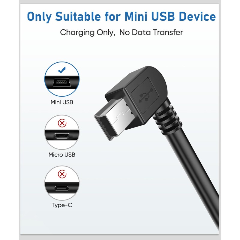 Gonifeto Dash Cam Charger Cable,(3Ft 18AWG)Thicker Shielded Mini USB Charging