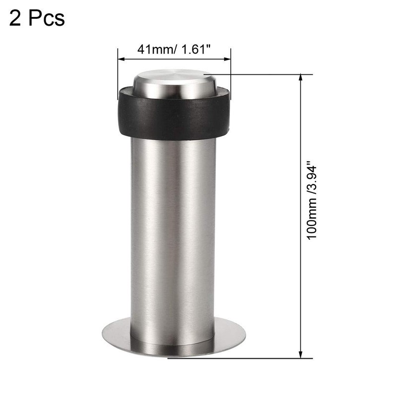 sourcing map Door Stopper Cylindrical Floor Mount Stop Brushed Stainless
