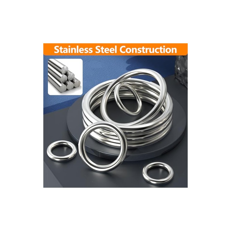 BEYOURD 6 inch Metal O Rings, Stainless Steel Round Ring
