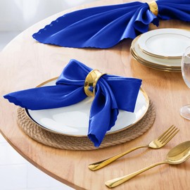 Horbaunal 100 Pack Satin Napkins 20" x 20" Oversized Dinner Napkins with Floral Edges, Soft Cloth Napkins for Parties, Weddings, Events, Royal Blue