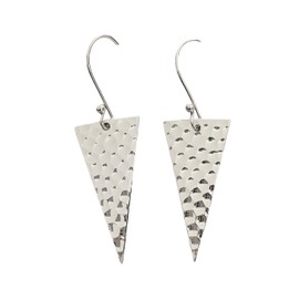 Triangle Shaped Hammered Silver Dangle Drop Earrings - Elegant Jewelry for Women and Girls
