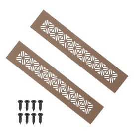 PATIKIL 10 x 2 Inch Door Air Vent Cover, 2 Pcs Heavy Duty Aluminum Grille Ventilation Cover Louvered with Mounting Screws for Cabinet Wardrobe Door, Brown