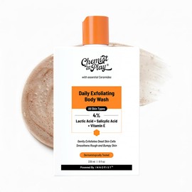 Chemist at Play Body Wash Exfoliating for Dry Rough Bumpy Strawberry Skin with 1% Salicylic Acid 2% Lactic Acid and Ceramides for Men and Women | 236 ml