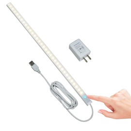 IKSACE Plug in Under Cabinet Lighting, 17 inch Touch Dimmable Closet Light, USB Corded LED Light Bar, Memory Function, Under Counter Lights for Kitchen, Desk, Workspace, Natural White (4000K)