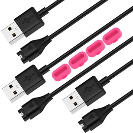 QHBAMD 3 Pack Compatible for Garmin Instinct 2/2S/2X/Tide/Tactical Watch Charger Cable,Replacement Charging Cable USB A 3.3ft/1M with Charger Port Protector Anti Dust Plug