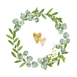 20 Small Cocktail Napkins Golden Hearts in Wreath | Wedding | Marriage | Eucalyptus | Table Decoration | Decoupage | Decoupage | Decoupage | Decoupage | 25 x 25 cm