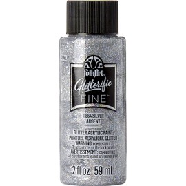 FolkArt Glitterific Fine Assorted Acrylic Craft Paints, Fine Silver 2 fl oz Premium Acrylic Paint With Glitter Finish, Perfect For Easy To Apply DIY Arts And Crafts, 11864