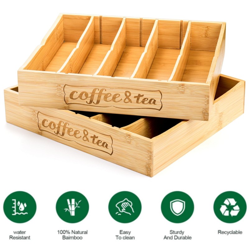 Lyellfe 2 Pack K Cup Holder for Drawers, Bamboo Tea