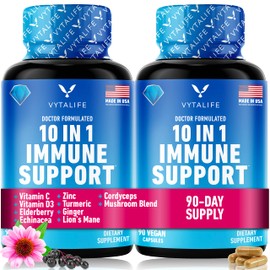 Immune Support Supplement with Echinacea Capsules & Elderberry with Zinc and Vitamin C for Adults - Elderberry Capsules Immune Boosters for Adults, Immunity Vitamins, Immunity Supplement 90-Day Supply