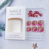24Pcs Red Flower Press on Toenails Short Square Cute Fake