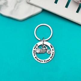 Ximalun Biker Gift Keyring Motorcycle Keyring Ride Safe Always Come Home to Me Keyring Christmas Birthday Valentines Day Gifts Ride Safe Keyring Gift for Biker Husband Boyfriend Dad Son