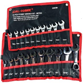 CALHAWK 21 pc  Stubby Combination Wrench SET CR-V 12 POINT METRIC & SAE
