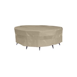 Formosa Covers - Patio Set Cover 104" Dia. Fits Square, Oval or Round Table Sets, UV Treated Taupe Polyester, Vented Design, No Umbrella Hole