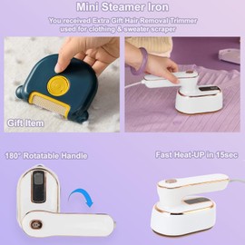 Mini Steam Iron for Clothes, Portable travel Iron steamer for clothes small size handheld garment steamers for clothes, Support Dry and Wet fabric Ironing steamer, plancha a de vapor para ropa (White)