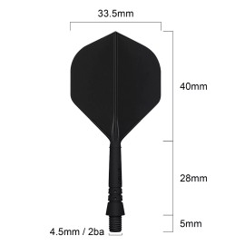 CyeeLife 2BA 6 PCS Molded Dart Flights and Shafts in One Piece Accessory - Black