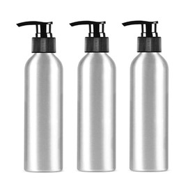 3 Pcs 250ml 8.5oz Stainless Steel Pump Bottle Dispenser Leak Proof Refillable Lotion Soap Shampoo Dispenser Cosmetic Containers Jar Kitchen Bathroom Shower Containers for Kitchen Bathroom(Silver)