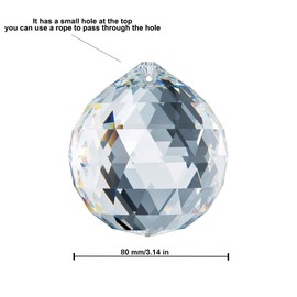 Adwikoso 1 x 80 mm Crystal Ball Prism Pendant Glass Chandelier Hanging Pendant Feng Shui Sun Catcher Wedding Window Decoration with 1 x Red Rope (80 mm, 1)