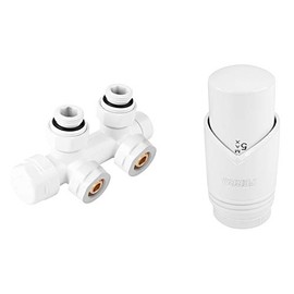 BFG Thermostat Set, for Radiators, Thermostat Head GT33 M30 x 1.5, Two-Tube Radiator Valve Corner Shape, Radiator Nipple 3/4 Inch x 1/2 Inch, Pipe Nipple 15 mm and 16 x 2 mm