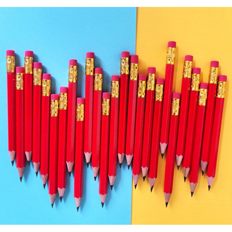 Adhere 25pcs Golf Pencils with earser Hexagon Wooden Pencils Graphite