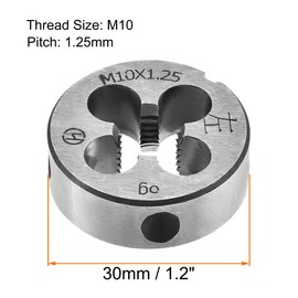 TA-VIGOR 2pcs M10 x 1.25 Metric Adjustable Threading Die, Alloy Tool Steel Left Hand Round Die for Processing, Correcting or Cleaning External Threads (Metal, Plastic)
