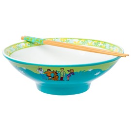 Silver Buffalo Scooby Doo Groovy Featuring Shaggy, Daphne, Velma, and Fred Ceramic Ramen Noodle Rice Bowl with Chopsticks, Microwave Safe, 30 Ounces