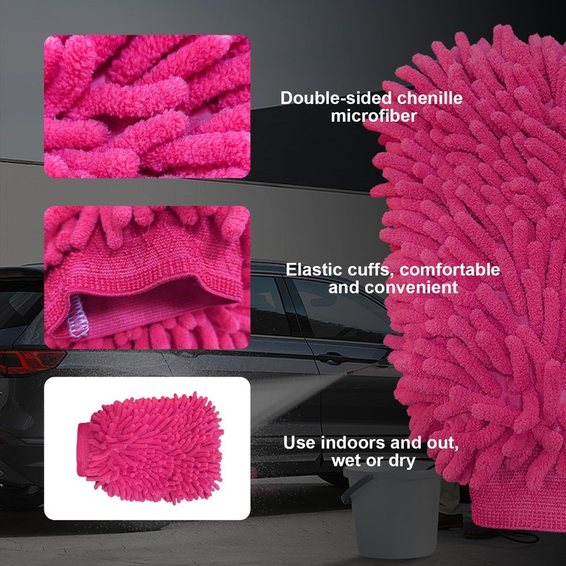 Ziciner Premium Microfiber Wash Mitt, Soft Scratch-Free Double-Sided Chenille Washing