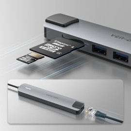 VEN-DENS USB-C Hub, 8 in 1 Multiport Adapter: 4K HDMI, Dual USB Ports, 100W PD, Ethernet, SD/TF Card Reader, USB-C Docking Station for MacBook, Surface, Dell, HP, and More