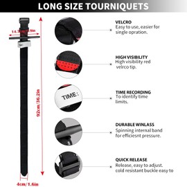 Bocguy Pack of 4 Tourniquets, 95 cm Tactical Emergency Turniqie with Quick One-Handed Application, Torniquete for Emergency Bleeding Control, Rhino Rescue, Camping, Hunting, Turnequi Ambu Bag