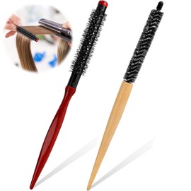 2-PCS Hair Brush Salon Mini Roller - Small Round Nylon Bristles, Curling Brush for Blow Drying & Styling Bangs, Lifting Beard Care