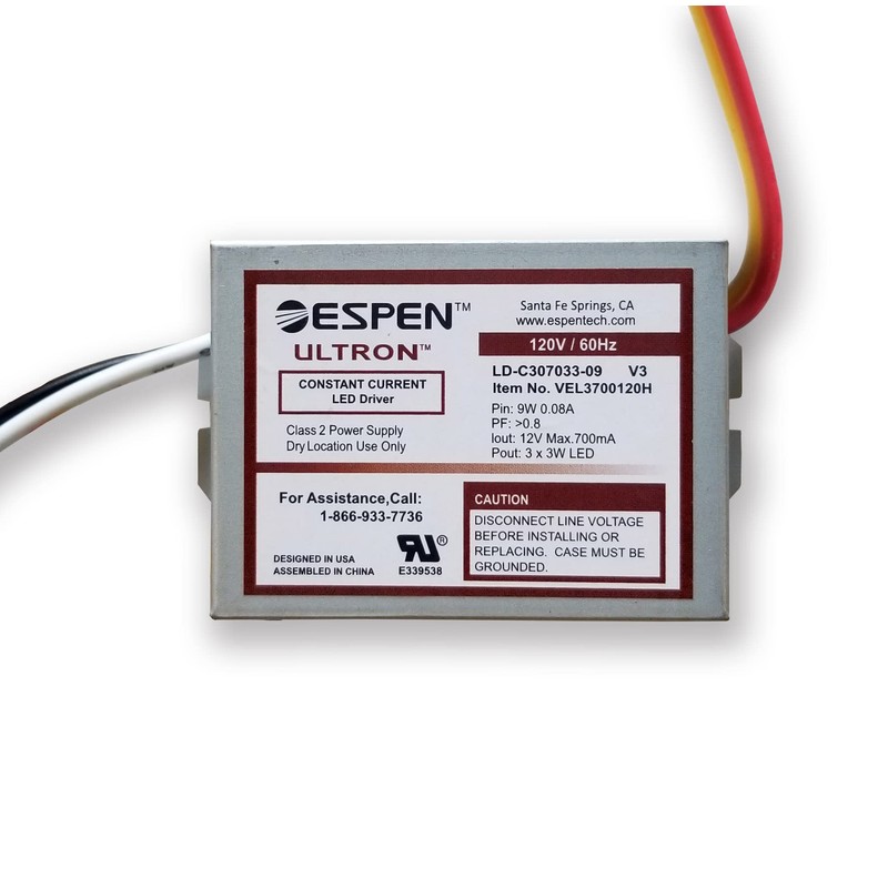 VEL3700120H, LD-C307033-09 Espen LED Driver, Constant Current, Input 120V, 3