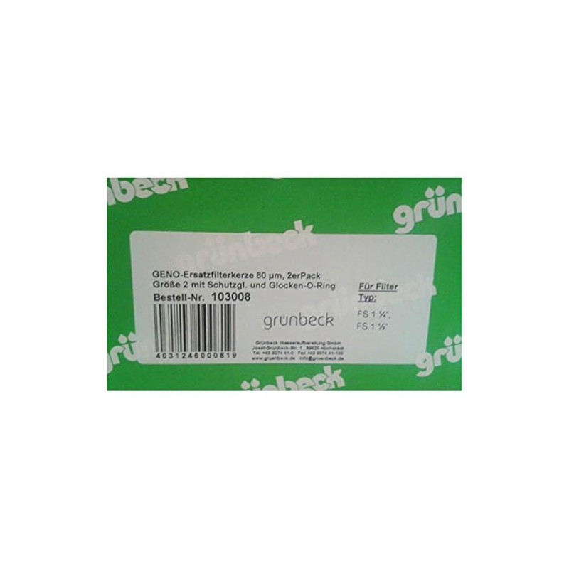 Grünbeck ERSATZFILTERKERZE103008 With Protective Dome Bell Seal Gaskets