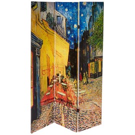 Oriental Furniture 6 ft. Tall Double Sided Works of Van Gogh Canvas Room Divider - Cafe Terrace/View of Arles