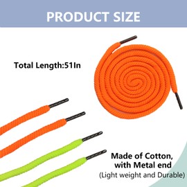 BOROLA 2Pcs 51 Inch Cotton Drawstring Cord Replacement Drawstrings for Sweatpants and Shorts, Universal Drawstring Hoodies, Premium Hoodie String Replacement, with Easy Metal Threader.(Orange+Green)