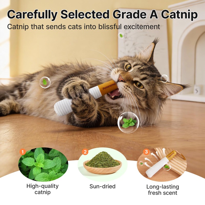 Potaroma 3-Pack Catnip Cat Toys, 15,000mg A+ Pure Kitten Kickers