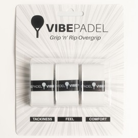 VIBEPADEL - Grip 'n' Rip Padel Overgrip - Non Slip Tacky Feel Overgrip for Padel Racket, Pickleball, Squash, Badminton - 3 Pack - Multiple Colours (All White Pack)